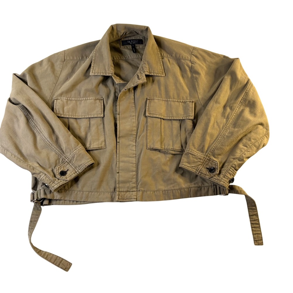 Rag & Bone Cropped Military Field Jacket Olive Green Cotton Utility S P W2864K51